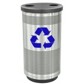 WITT Standard Series Recycling Receptacle with Flat Top and Two Hole Openings - 55 Gallons, Stainless Steel